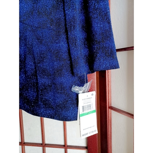 Alex Evenings 1 Button Glitter Twinset - Blk/Royal - Picture 8 of 15